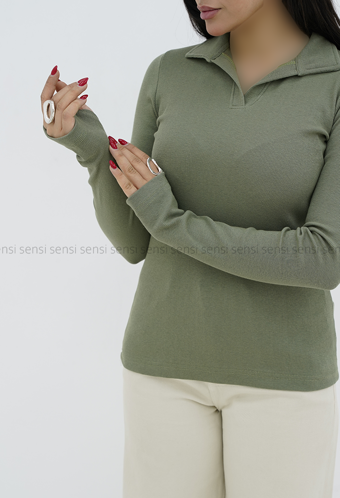 بلوز زنانه یقه شکاری کبریتی کشی کد1006817